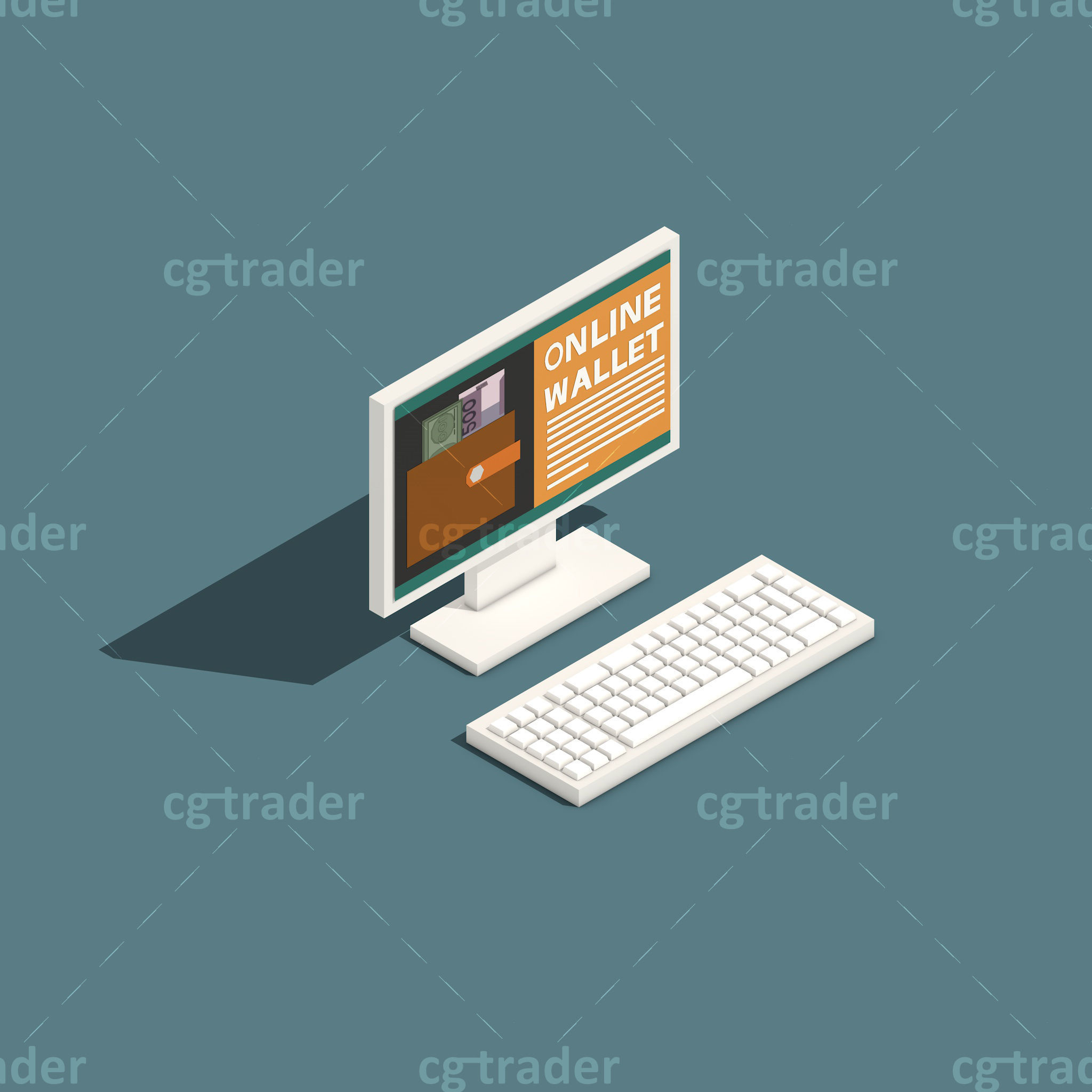 Low Poly Payment Methods Isometric Low-poly 3D model_22