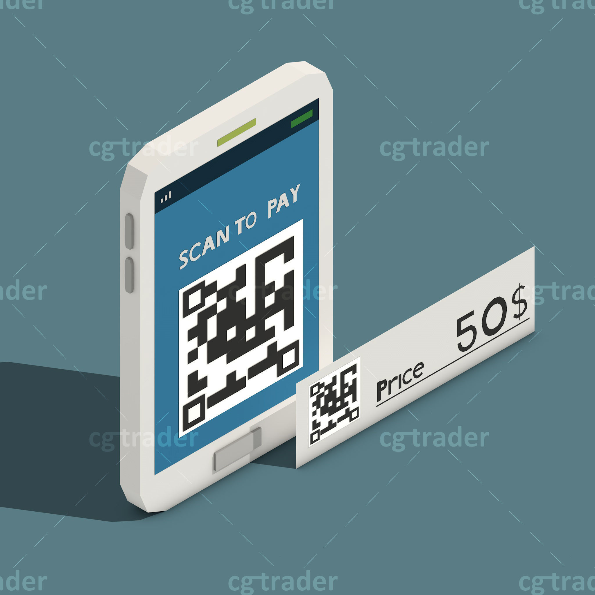 Low Poly Payment Methods Isometric Low-poly 3D model_8