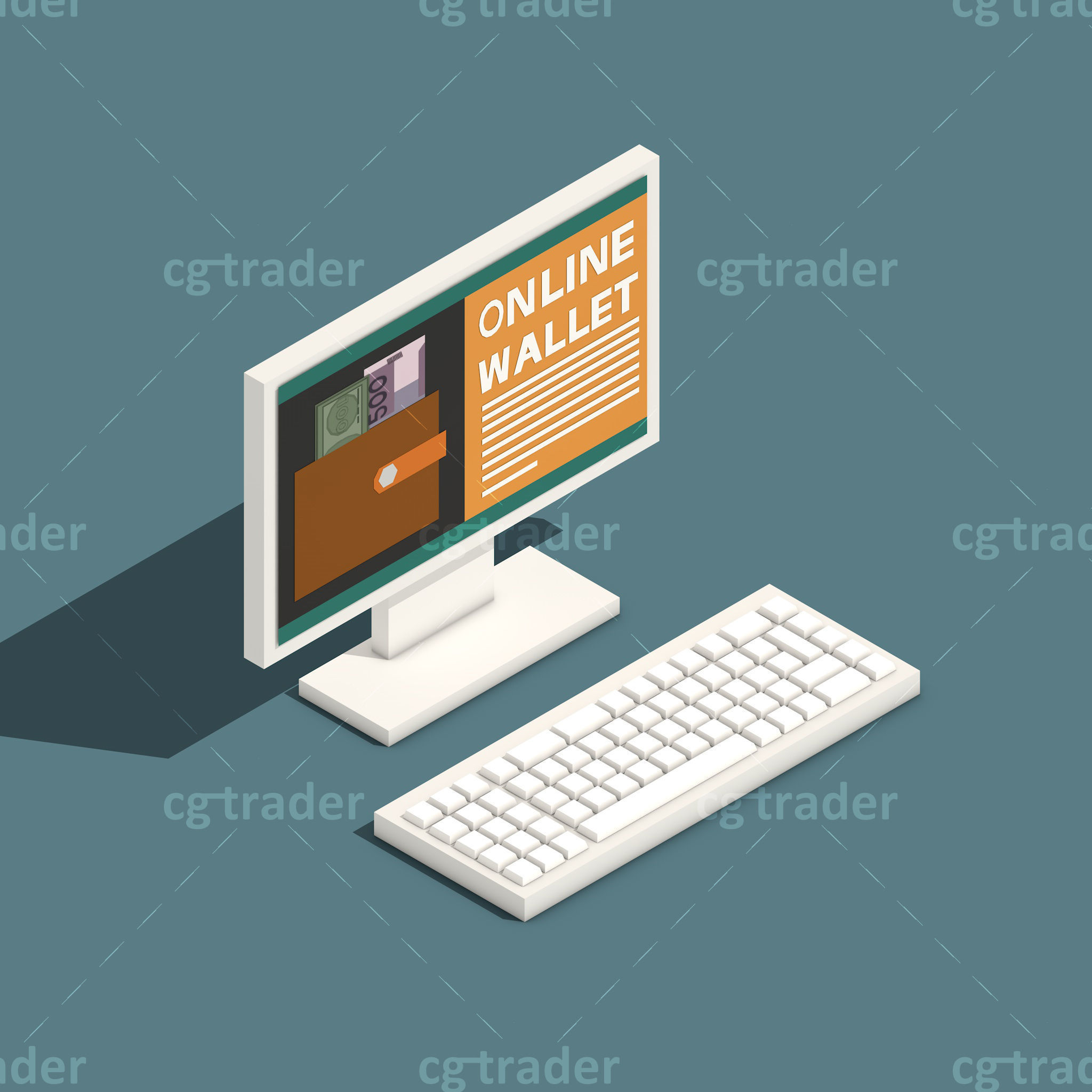 Low Poly Payment Methods Isometric Low-poly 3D model_6