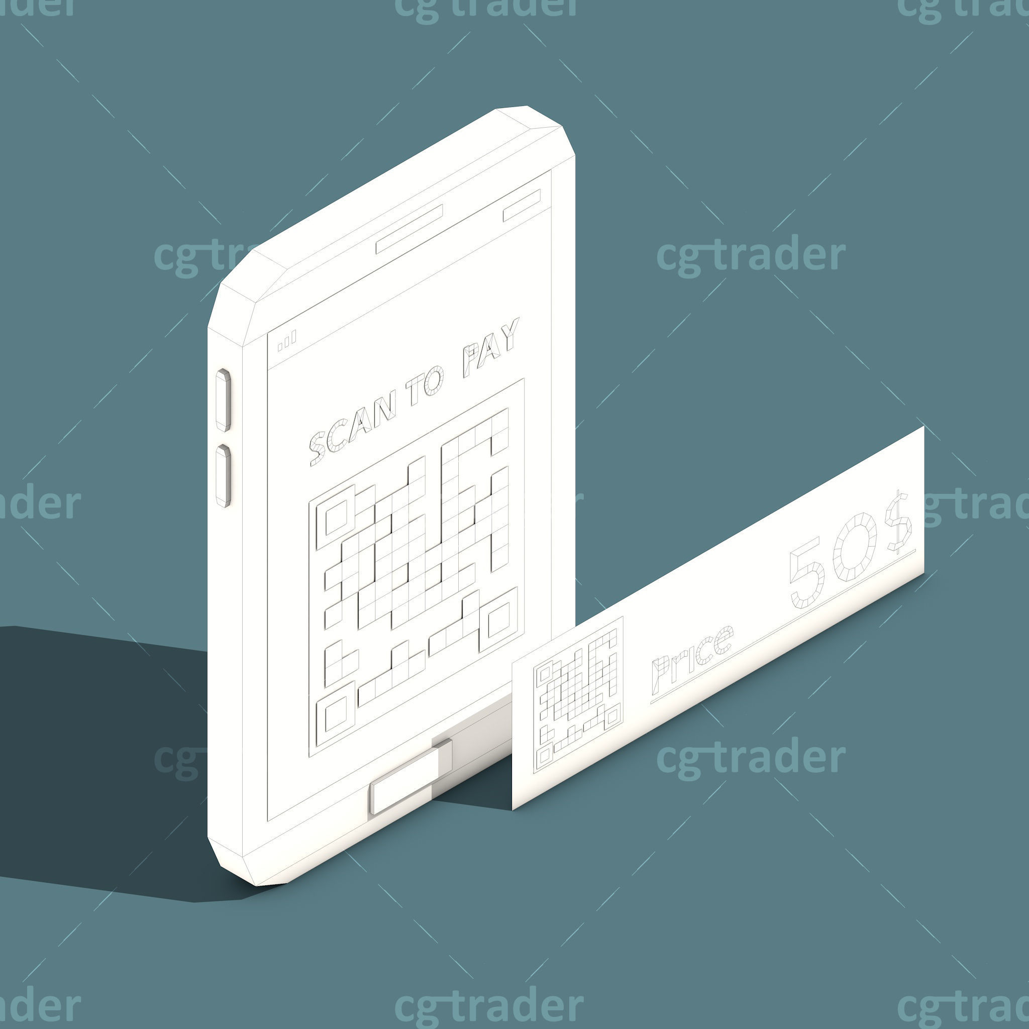 Low Poly Payment Methods Isometric Low-poly 3D model_9