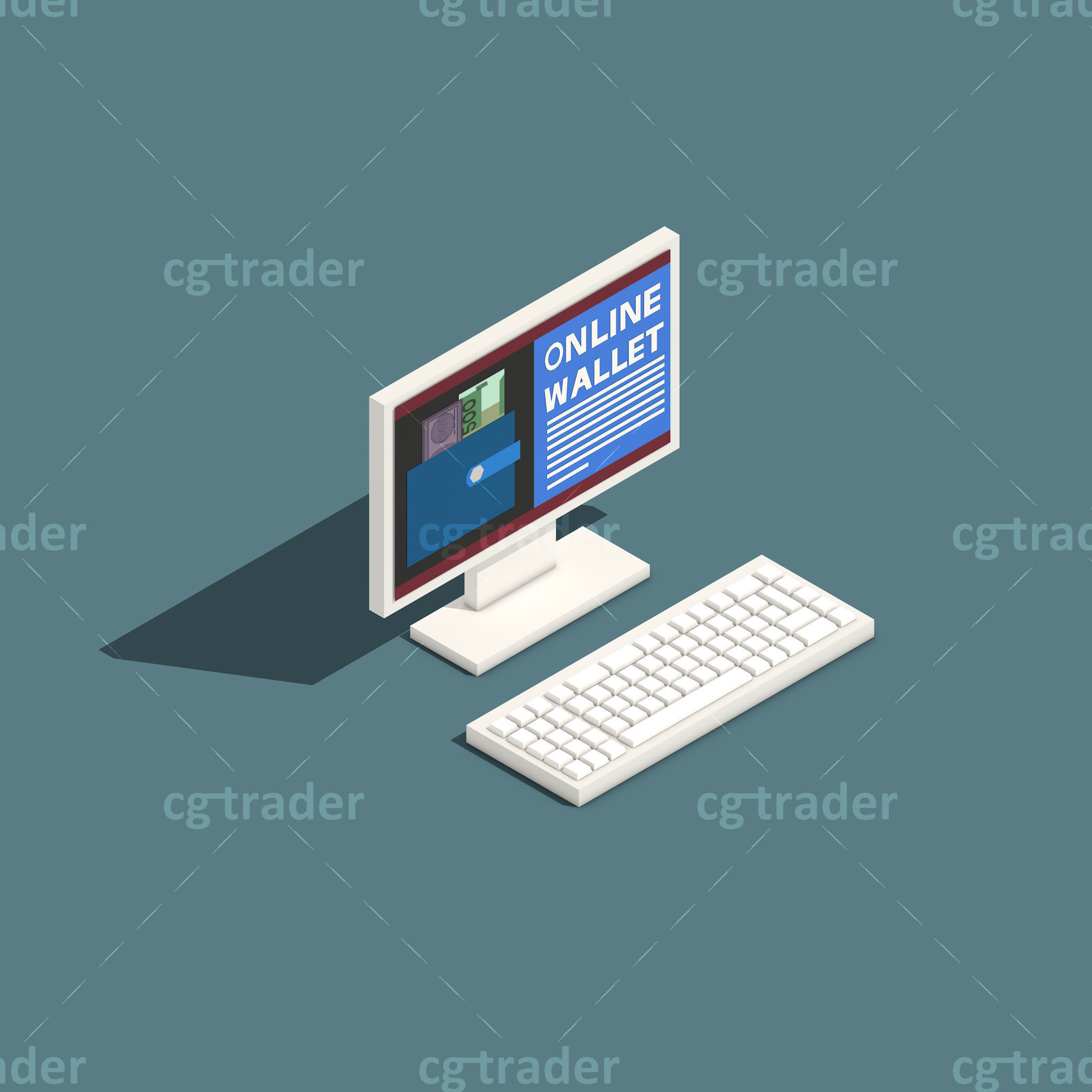 Low Poly Payment Methods Isometric Low-poly 3D model_23