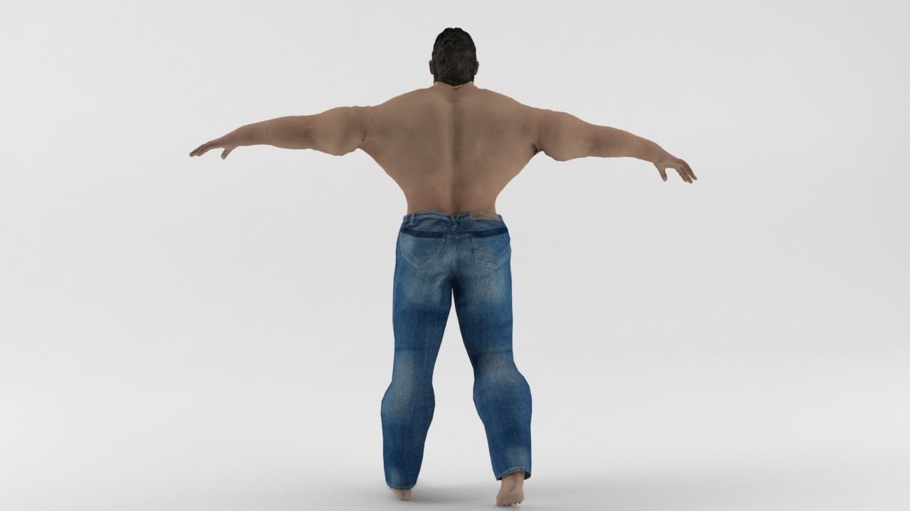 Human Male Tough Fighter rigged and ready for animations Low-poly 3D model_2
