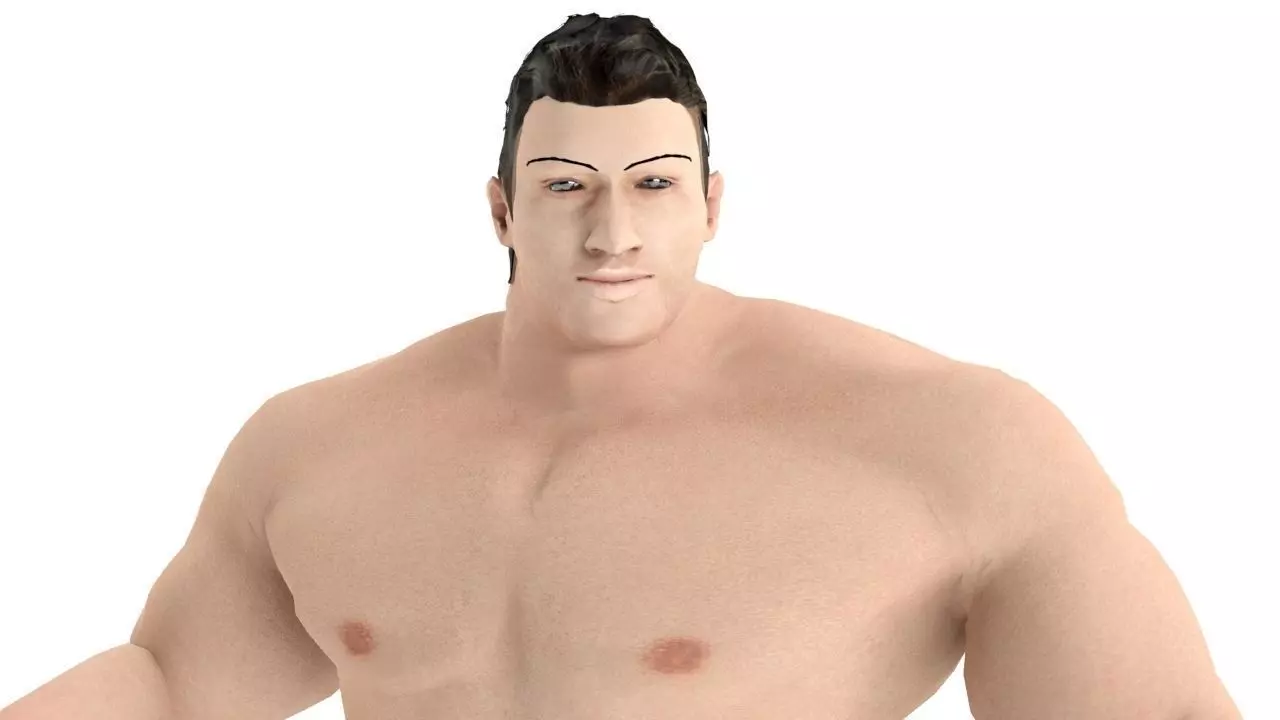 Human Male Tough Fighter rigged and ready for animations Low-poly 3D model_0