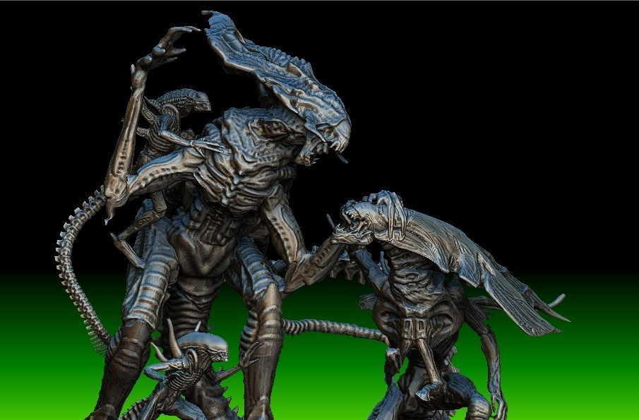 King alien vs Queen Diorama statue 3d model 3D model | CGTrader