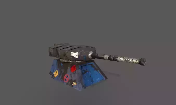 tank turret ready for game  Low-poly 3D model