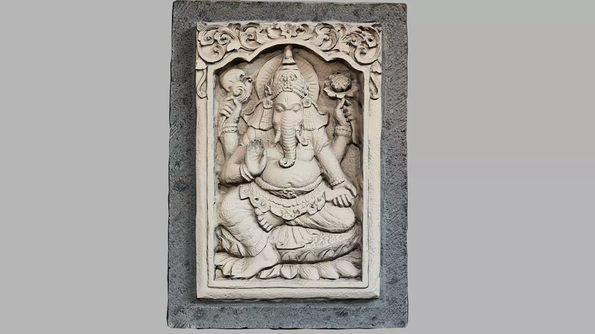 Hindu God Ganesh Stone Barelief Bali style Low-poly 3D model