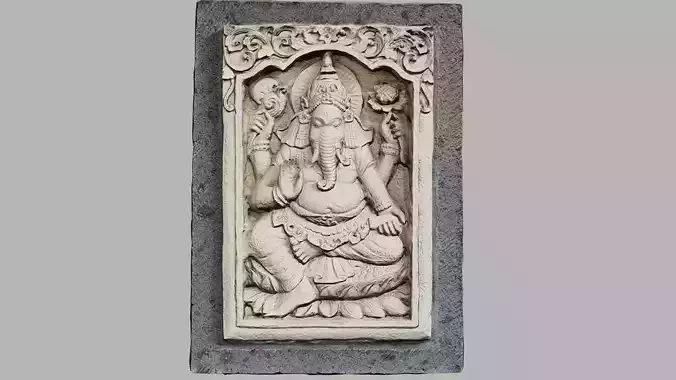 Hindu God Ganesh Stone Barelief Bali style Low-poly 3D model