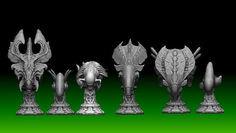 Aliens Chess set  3D model_1