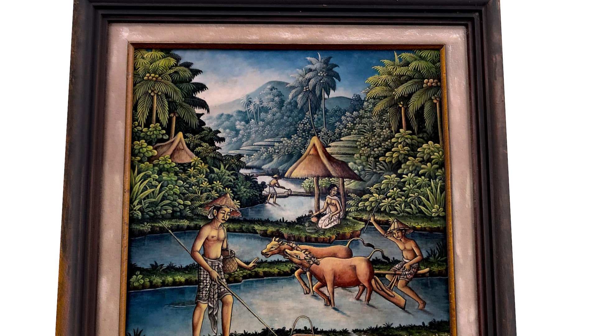 Balinese picture green frame rural landscape Low-poly 3D model_9