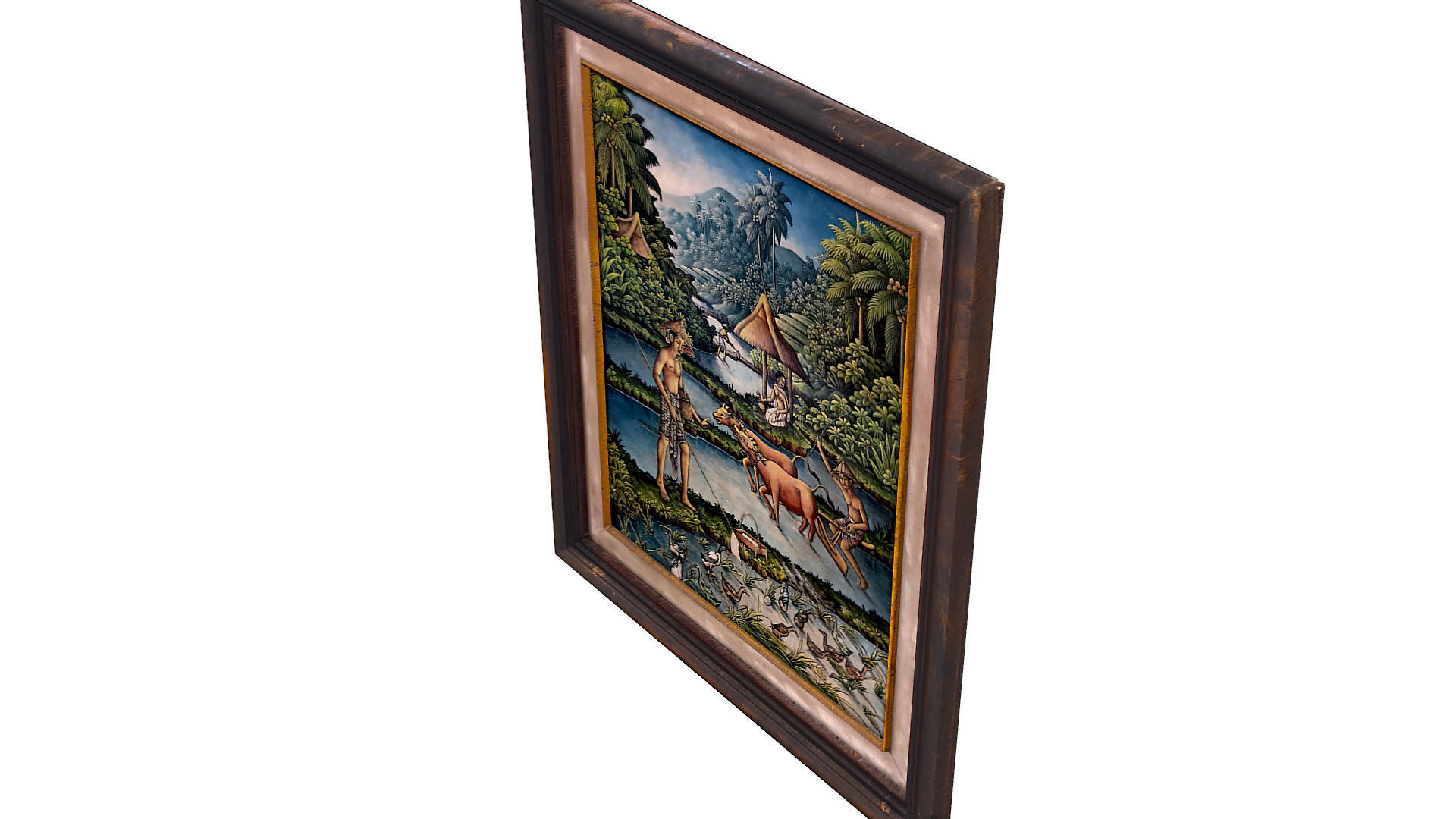 Balinese picture green frame rural landscape Low-poly 3D model_4
