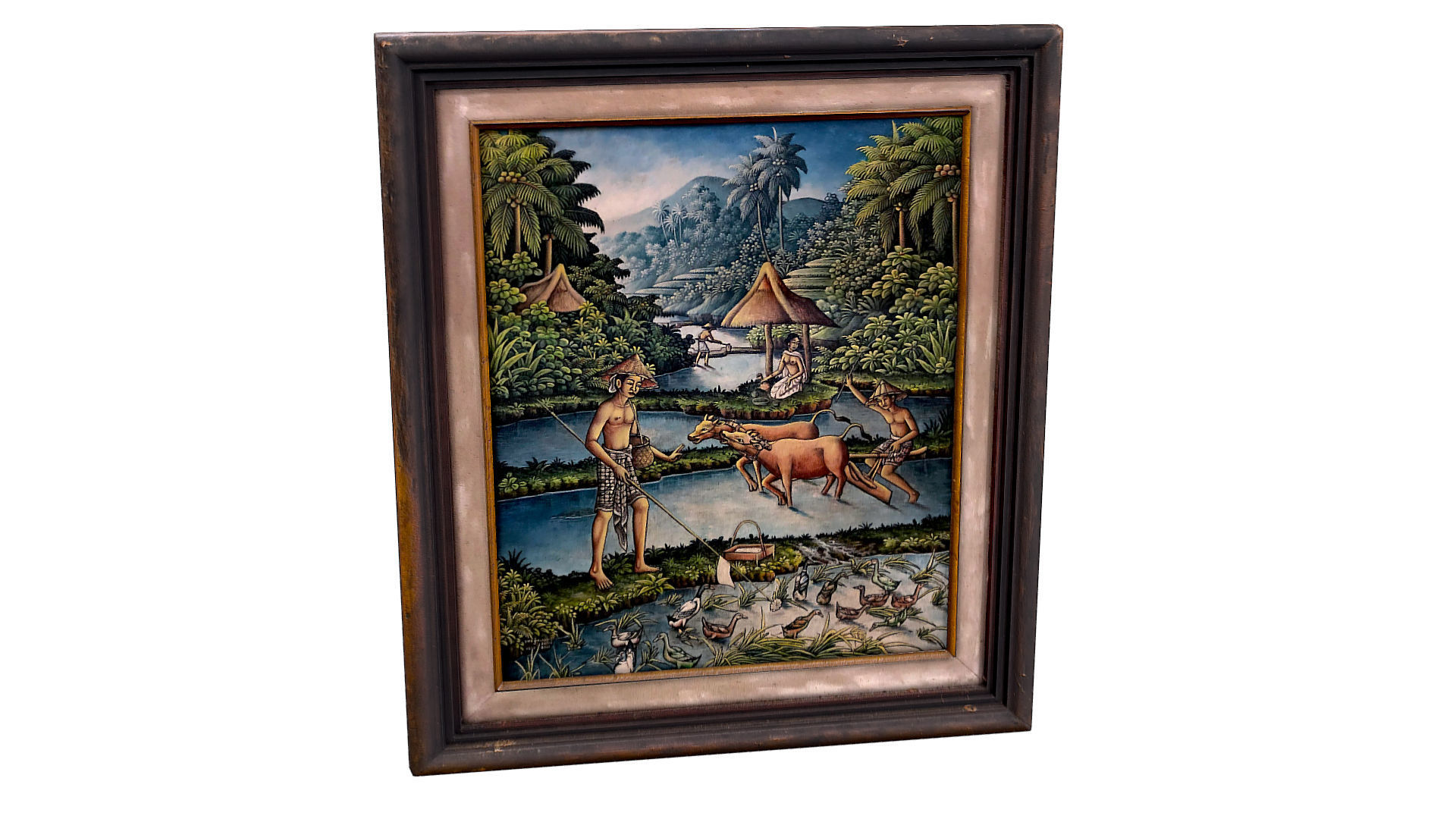Balinese picture green frame rural landscape Low-poly 3D model_2