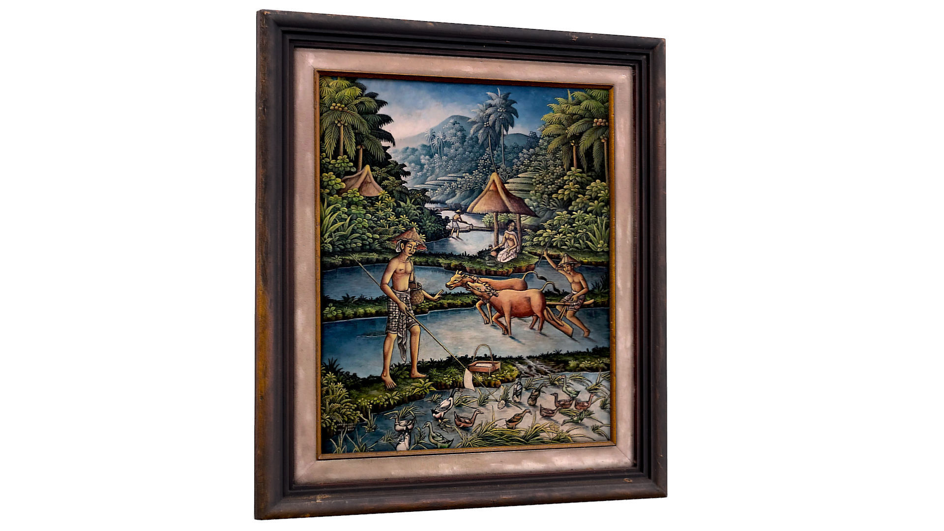 Balinese picture green frame rural landscape Low-poly 3D model_1