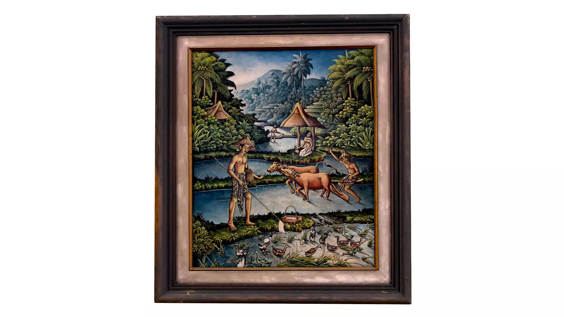 Balinese picture green frame rural landscape Low-poly 3D model_0