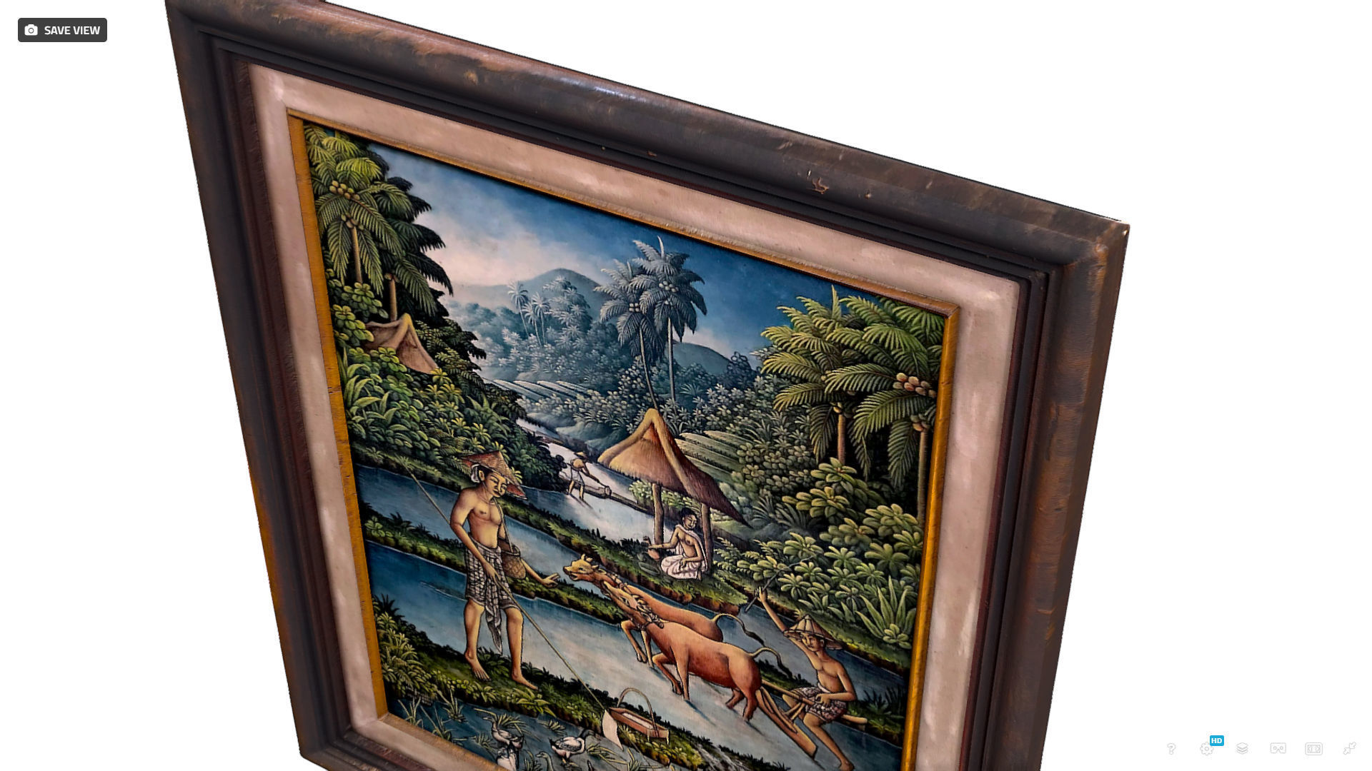 Balinese picture green frame rural landscape Low-poly 3D model_5