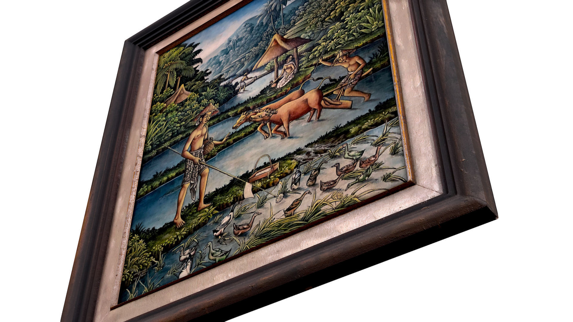 Balinese picture green frame rural landscape Low-poly 3D model_6