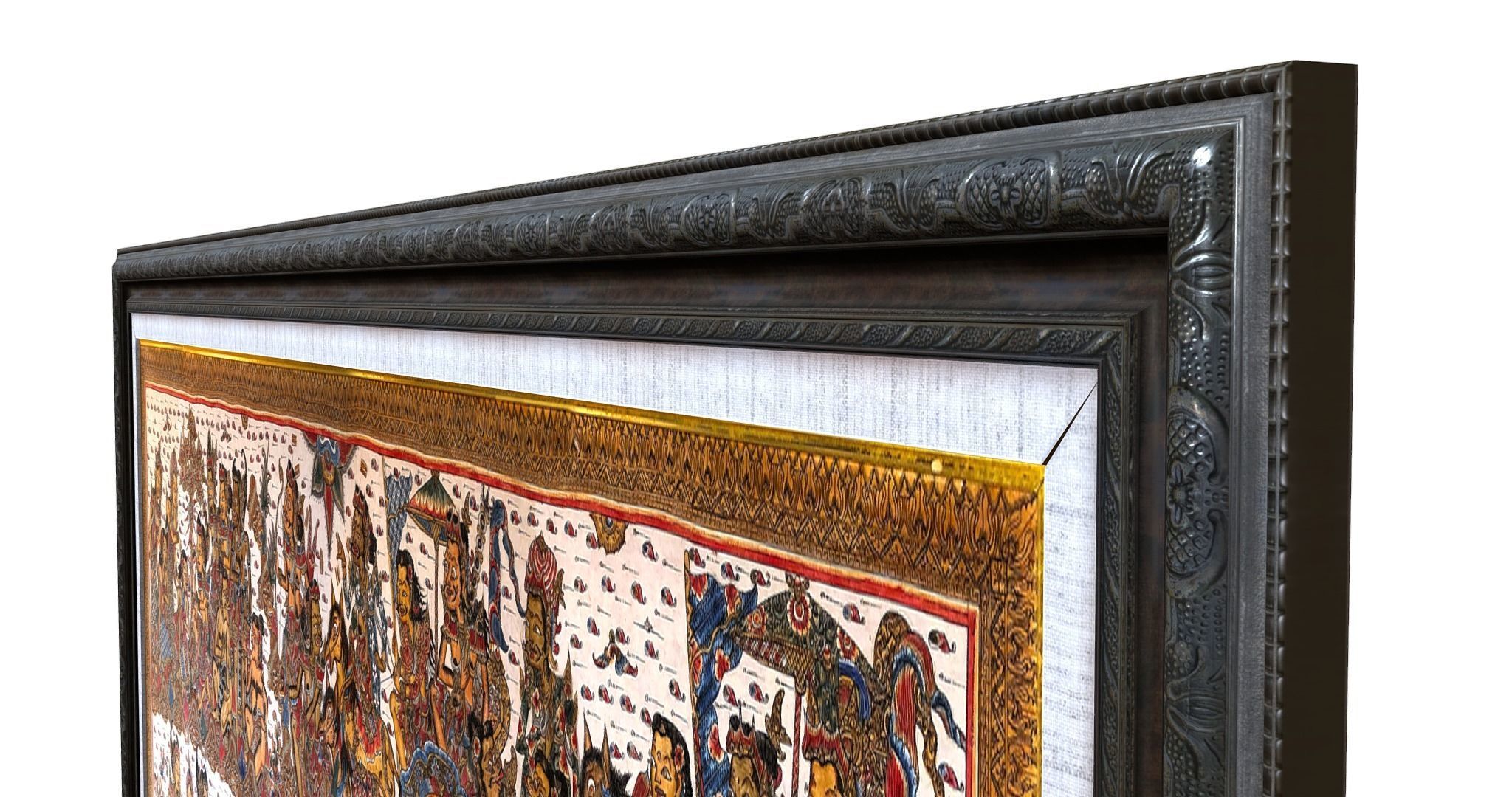 Balinese picture green frame great battle scene Low-poly 3D model_1