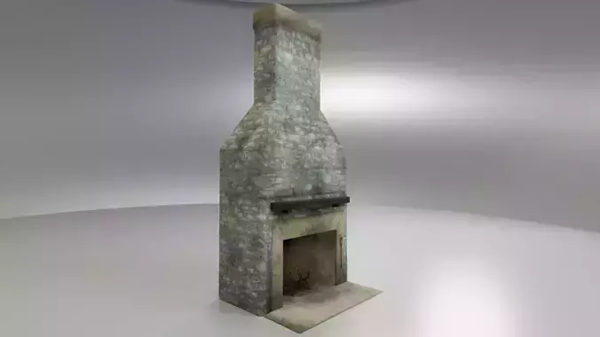 Rustic Stone Fireplace with Chimney Low-poly 3D model