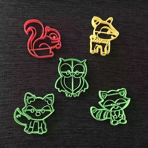 Woods Animals pack x5 Cookie Cutter 3D print model
