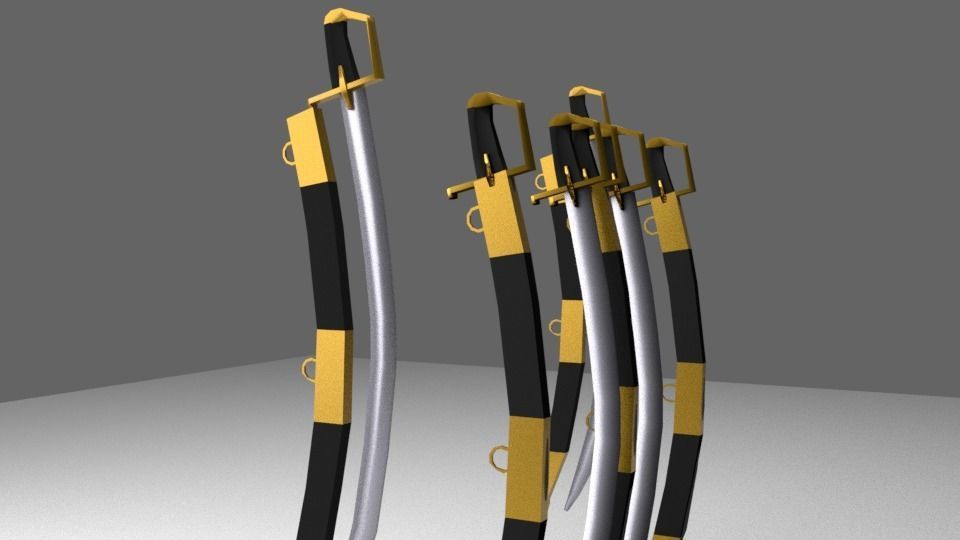 CURVED SWORD Low-poly 3D model_1