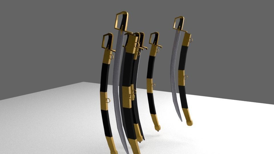 CURVED SWORD Low-poly 3D model_4