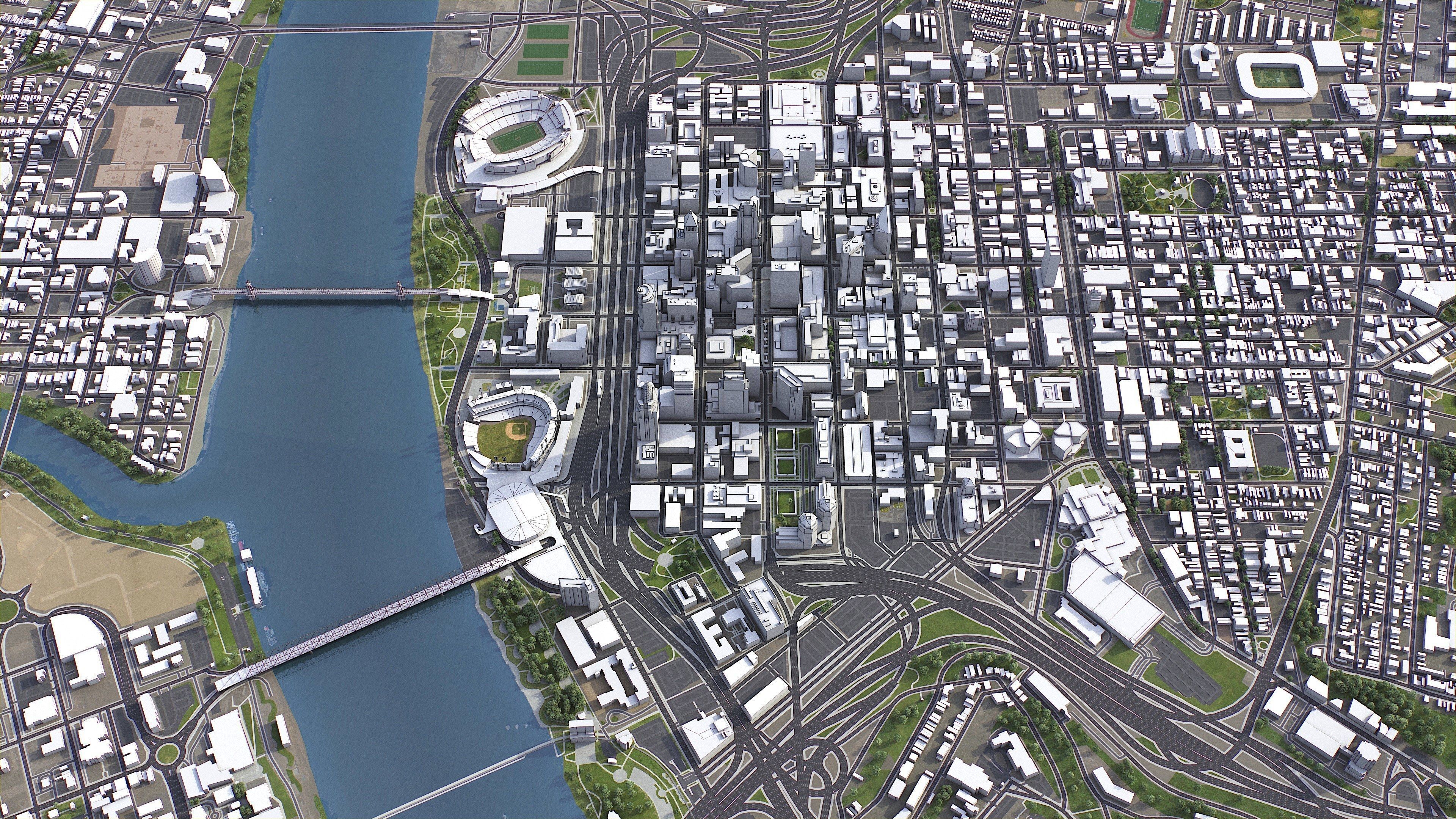 Cincinnati - 3D City Model Low-poly 3D model_6