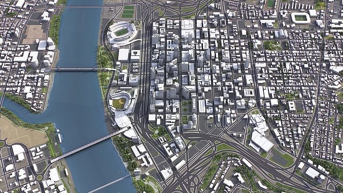 Cincinnati - 3D City Model Low-poly 3D model 7