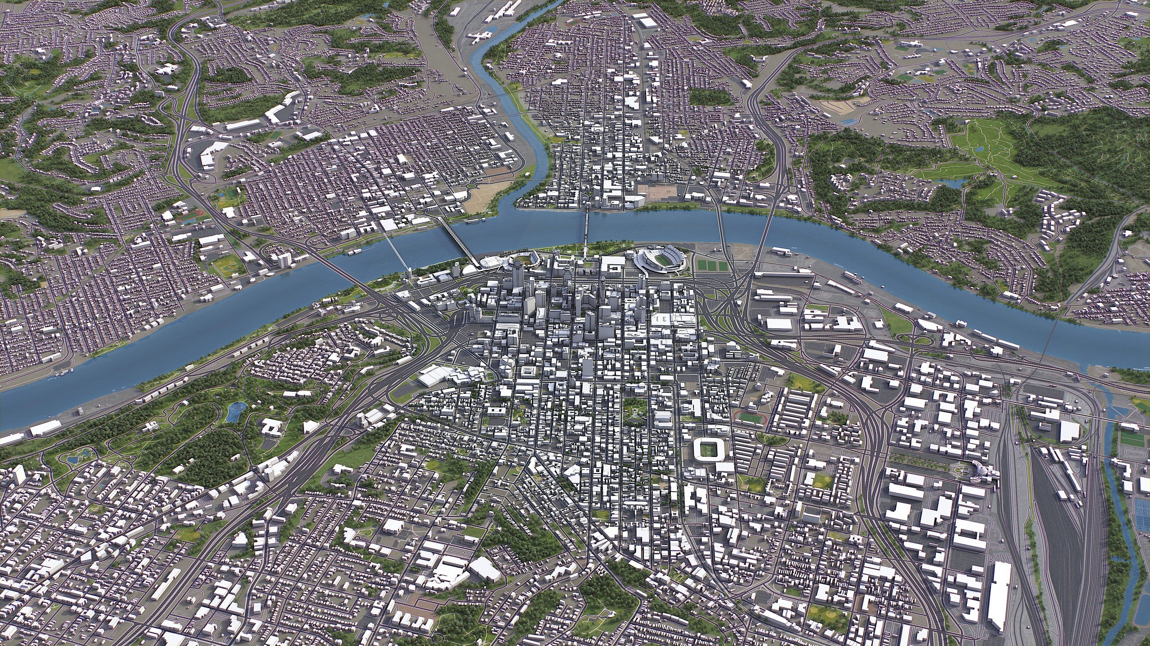 Cincinnati - 3D City Model Low-poly 3D model_14
