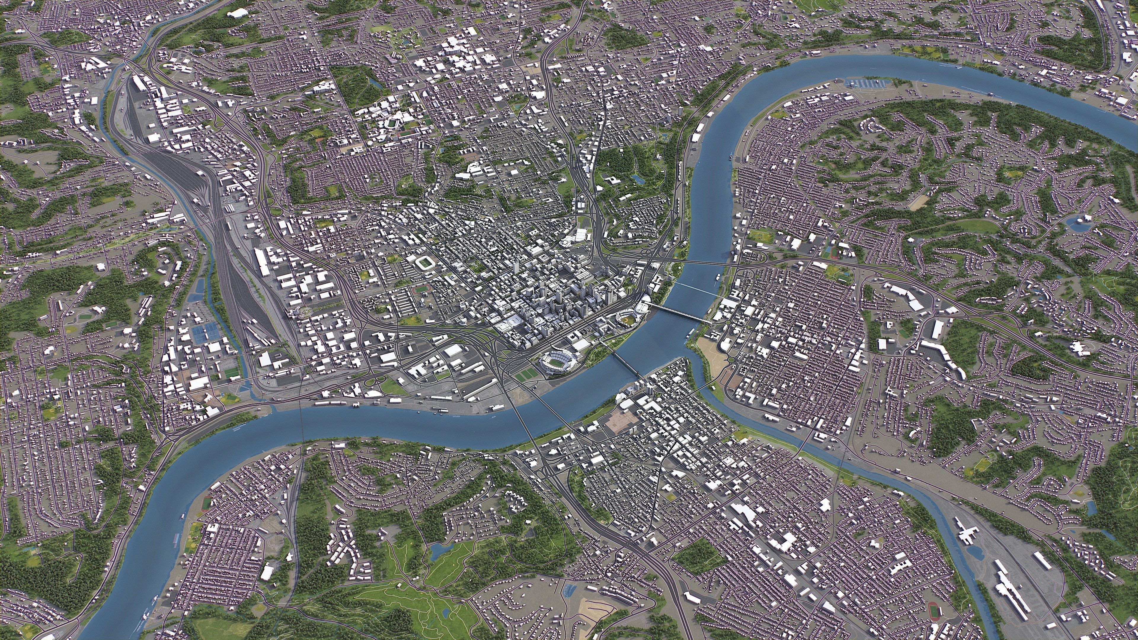 Cincinnati - 3D City Model Low-poly 3D model_17