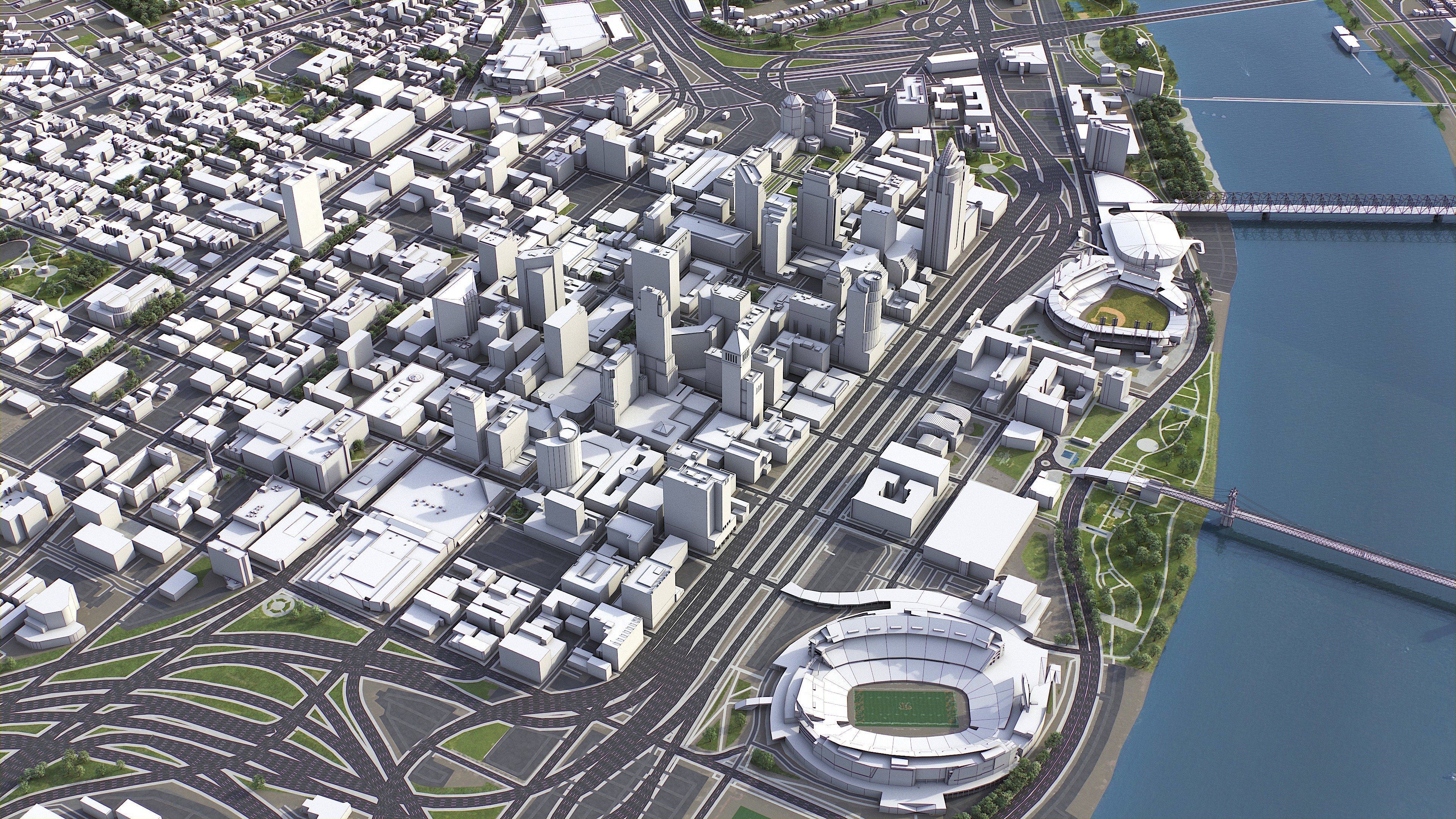 Cincinnati - 3D City Model Low-poly 3D model_20