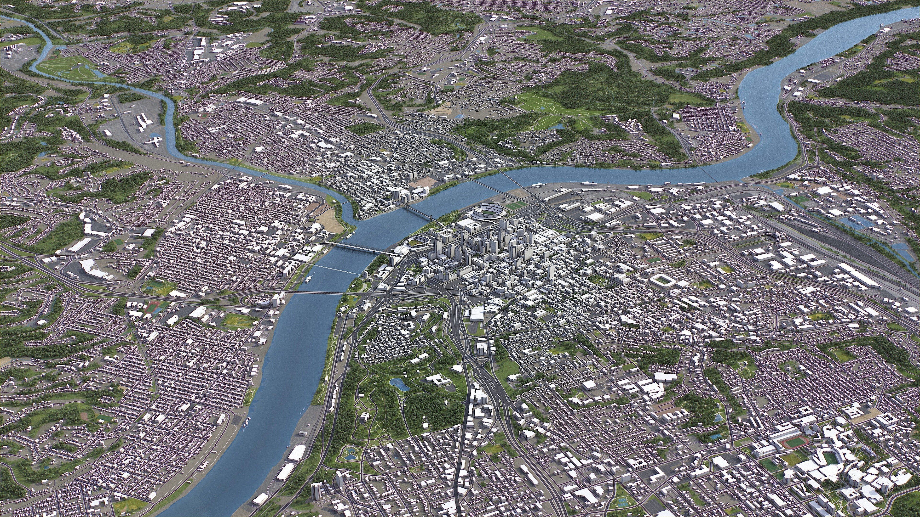 Cincinnati - 3D City Model Low-poly 3D model_15