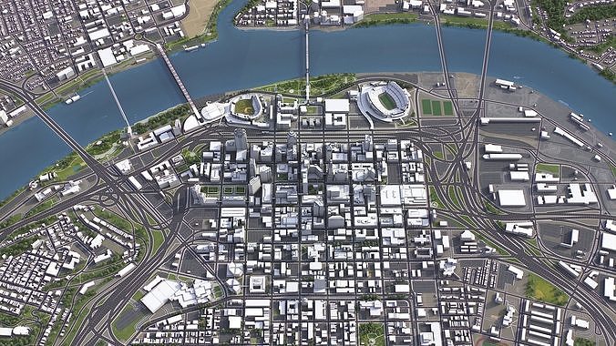 Cincinnati - 3D City Model Low-poly 3D model 5