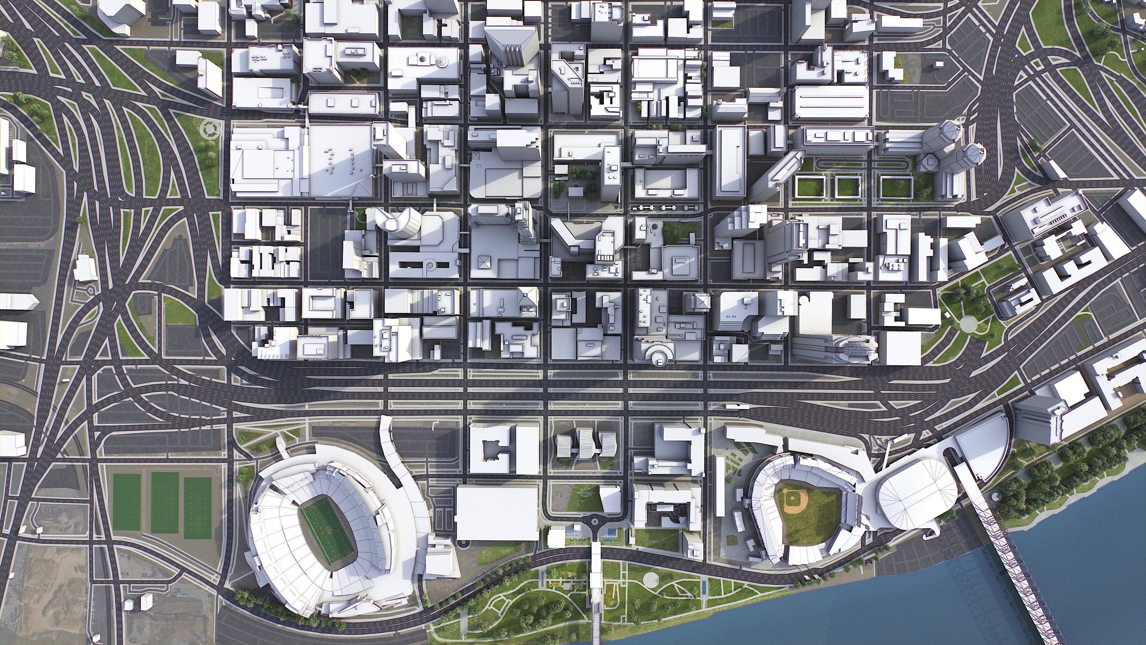 Cincinnati - 3D City Model Low-poly 3D model_10