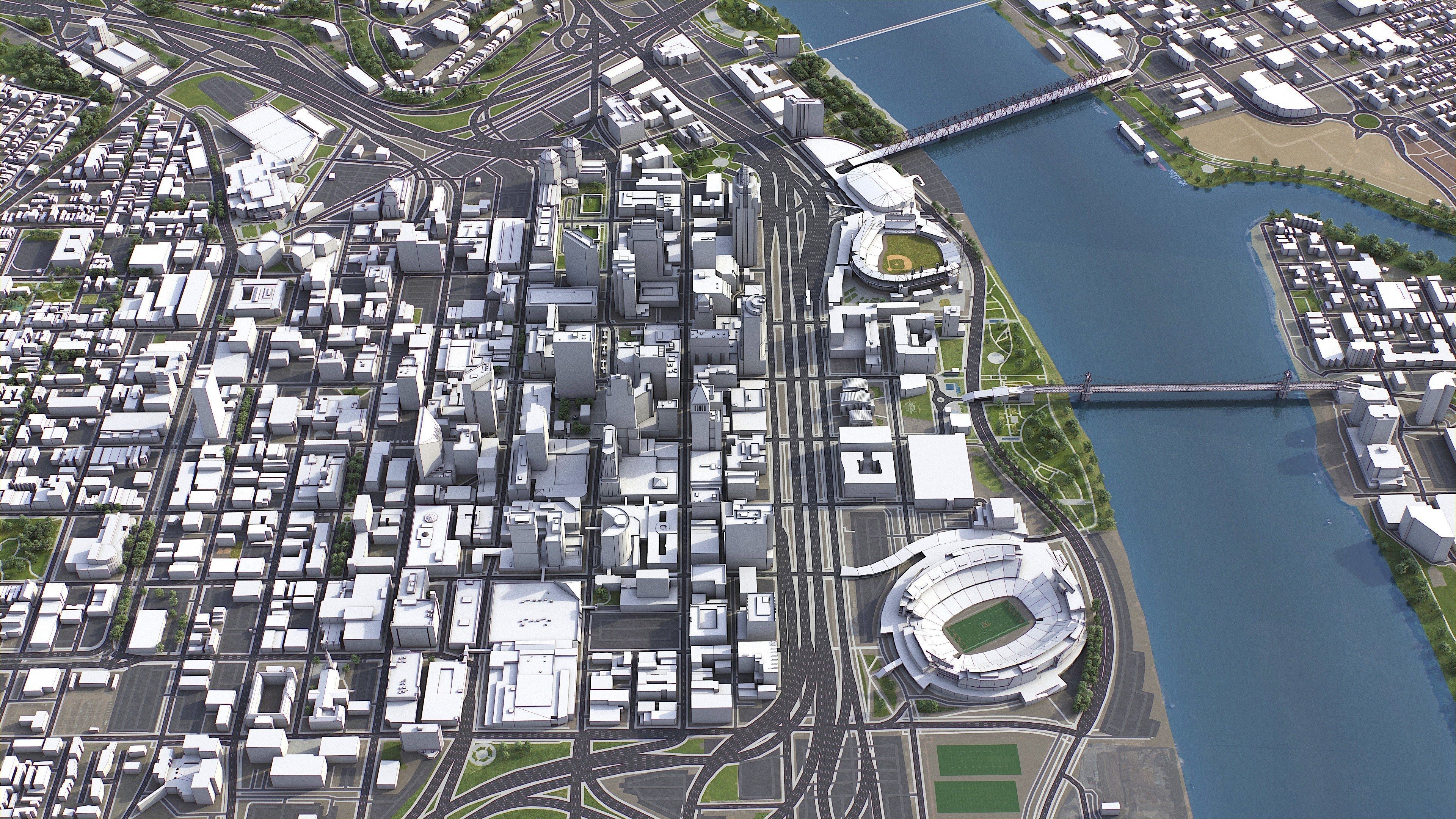 Cincinnati - 3D City Model Low-poly 3D model_8