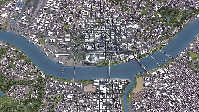 Cincinnati - 3D City Model Low-poly 3D model 4