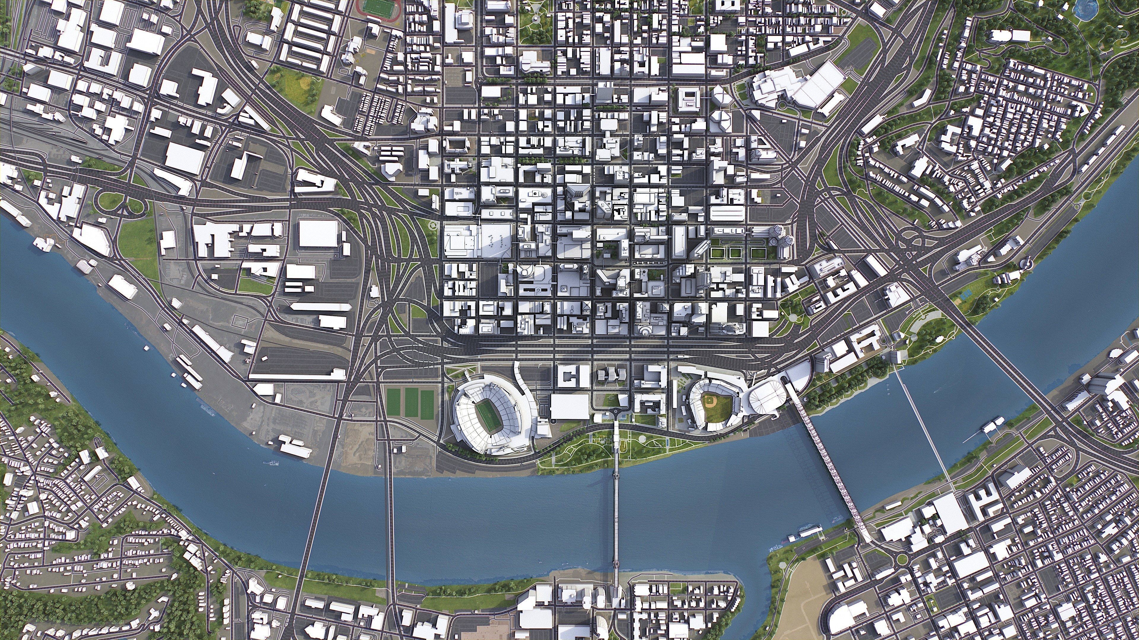 Cincinnati - 3D City Model Low-poly 3D model_11