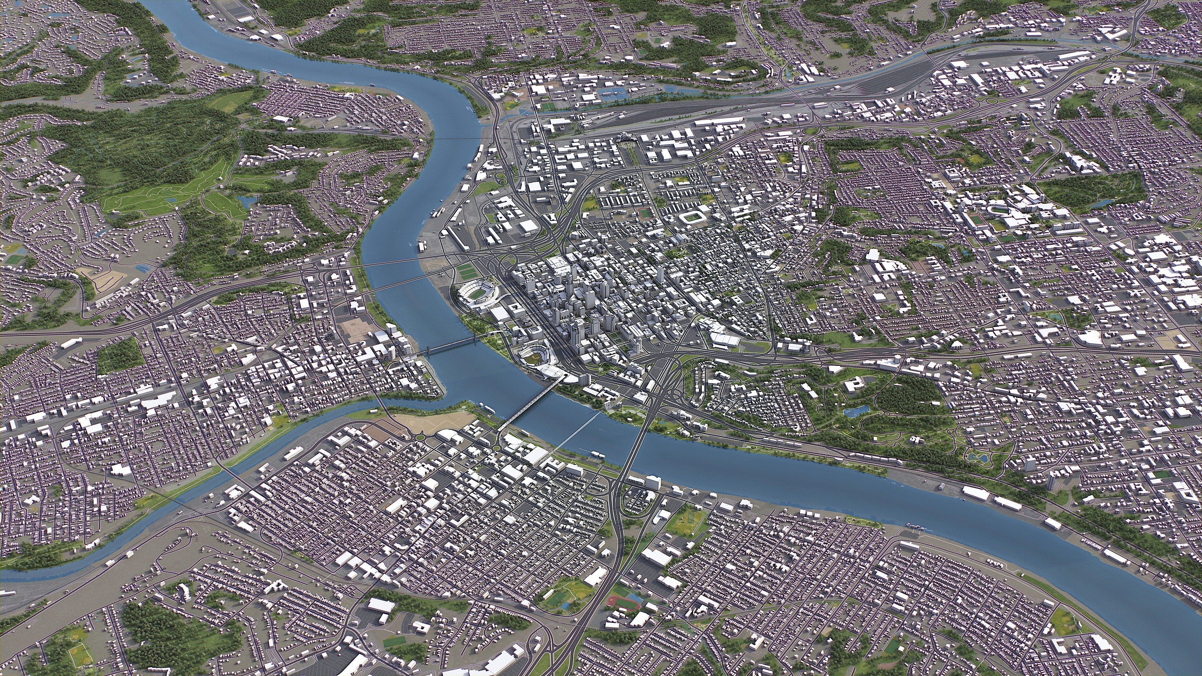 Cincinnati - 3D City Model Low-poly 3D model_16