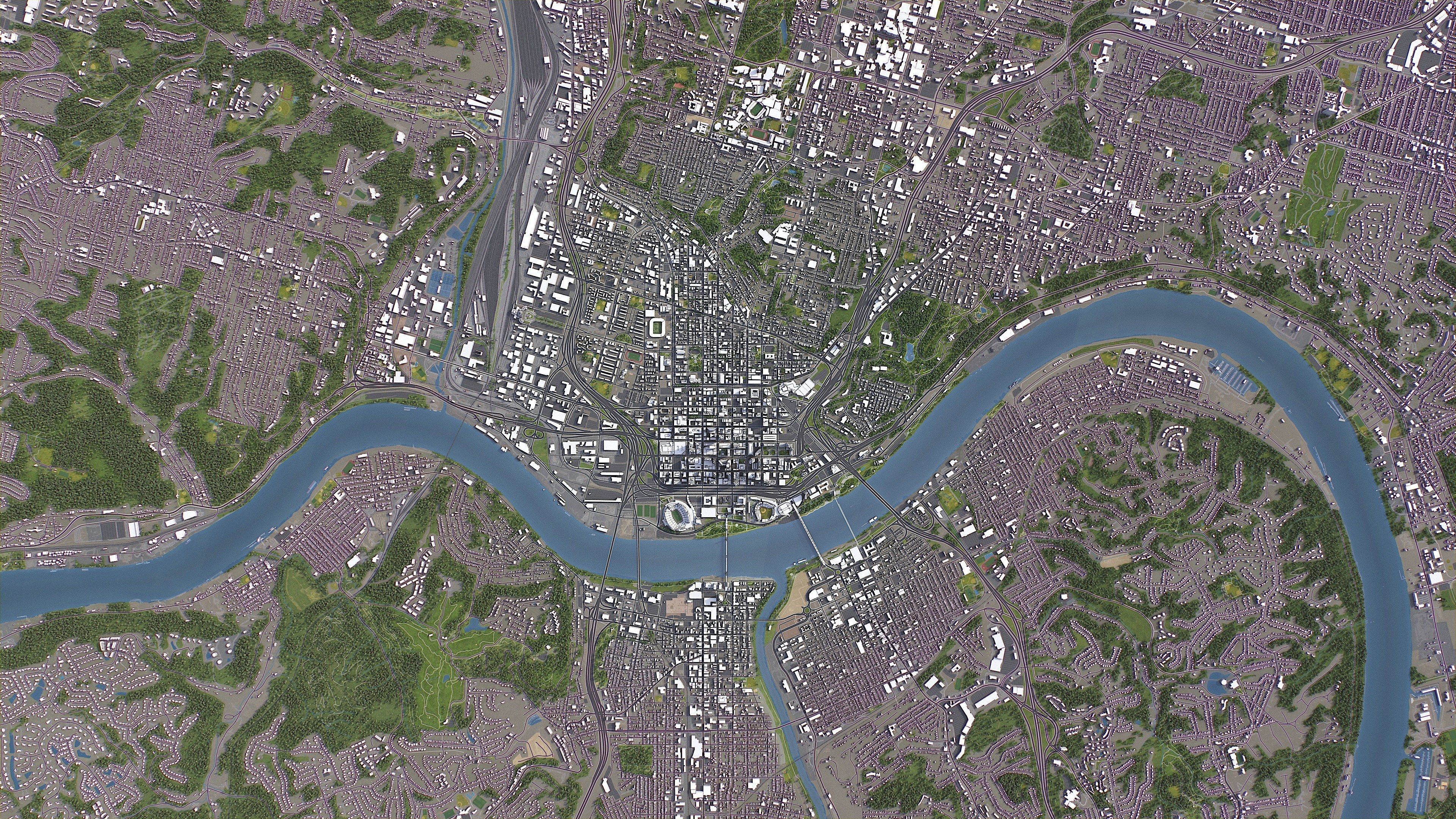 Cincinnati - 3D City Model Low-poly 3D model_12
