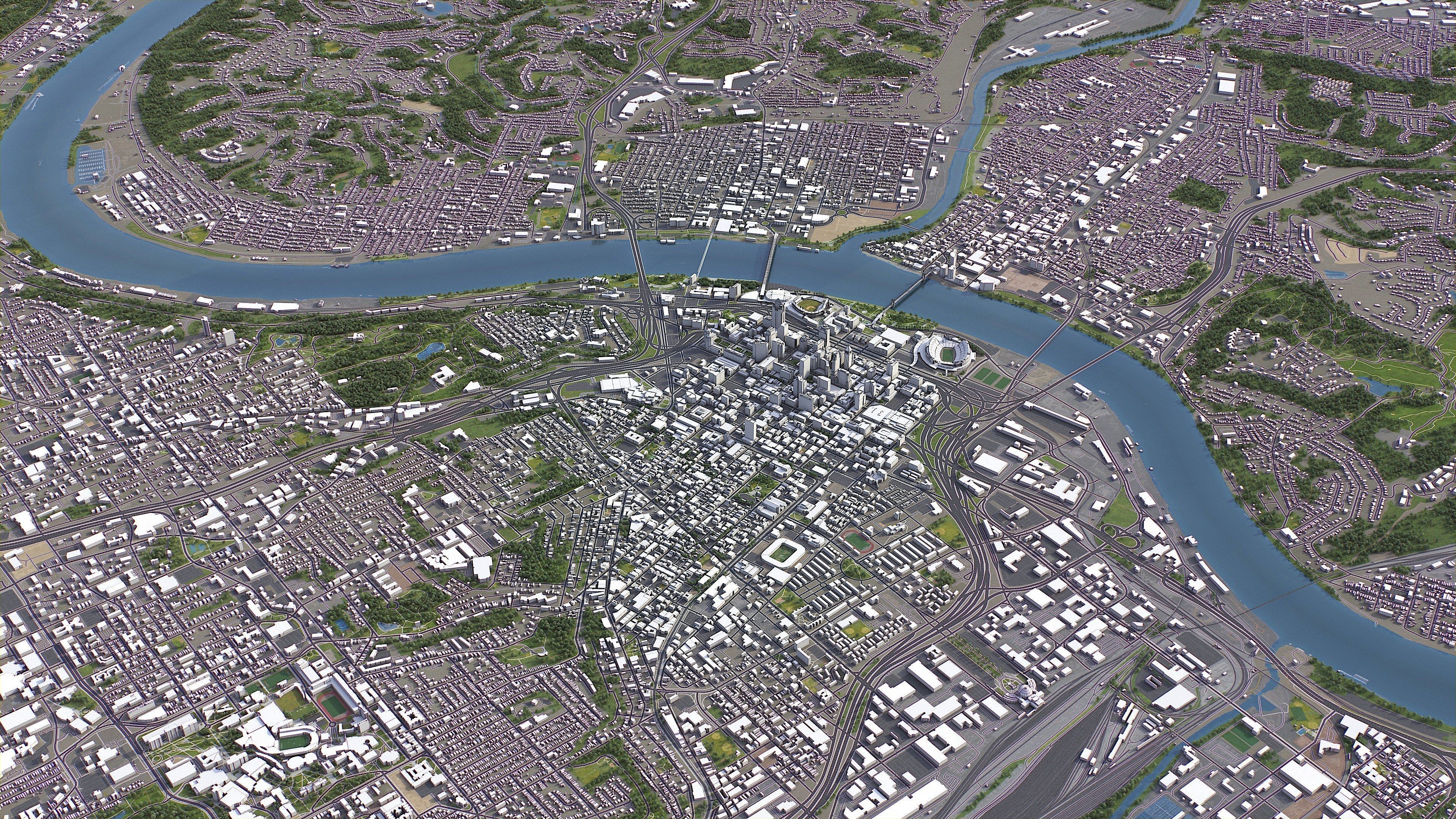 Cincinnati - 3D City Model Low-poly 3D model_13