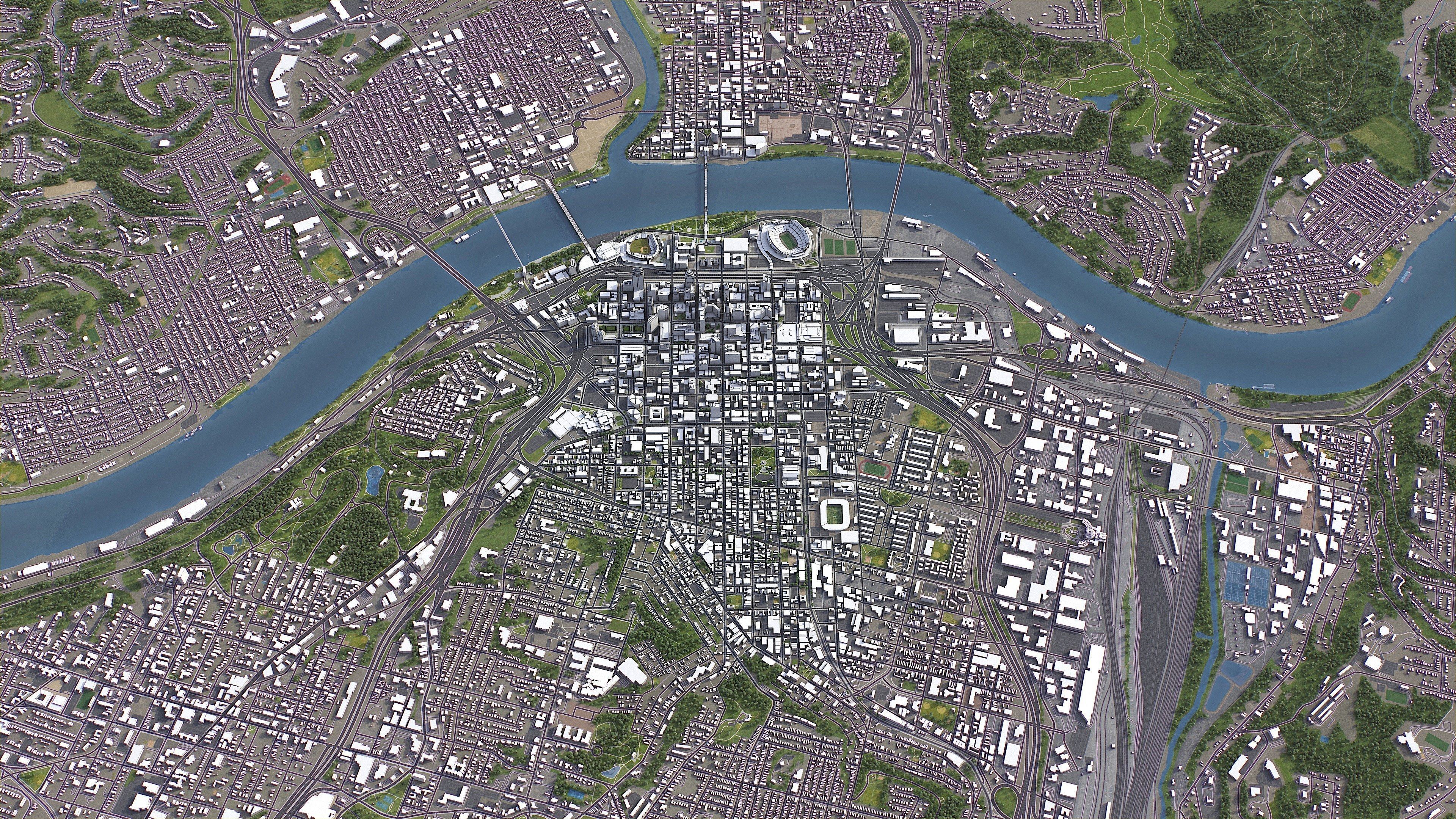 Cincinnati - 3D City Model Low-poly 3D model_5