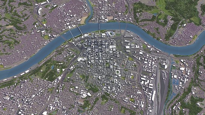 Cincinnati - 3D City Model Low-poly 3D model 6