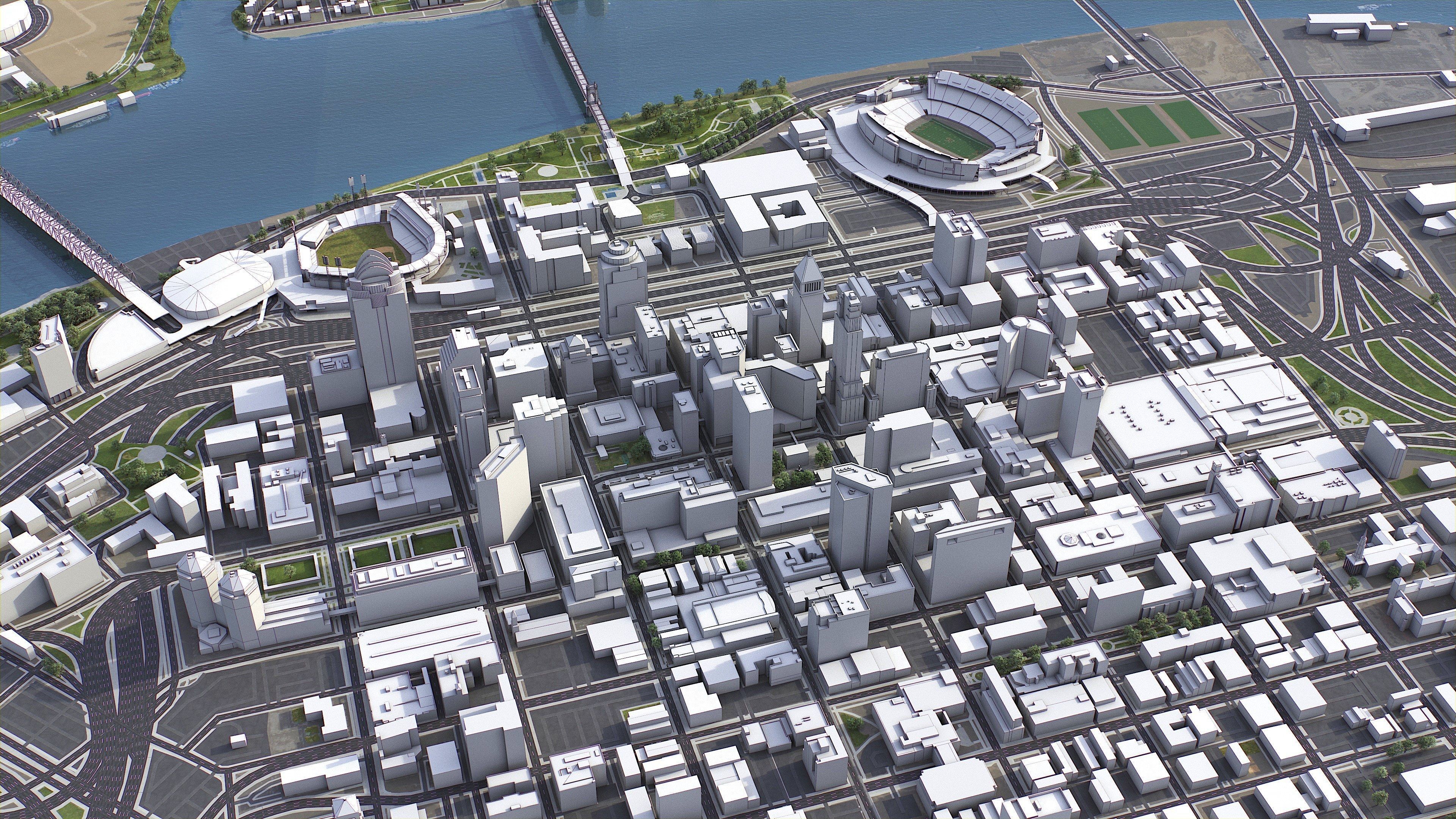 Cincinnati - 3D City Model Low-poly 3D model_22
