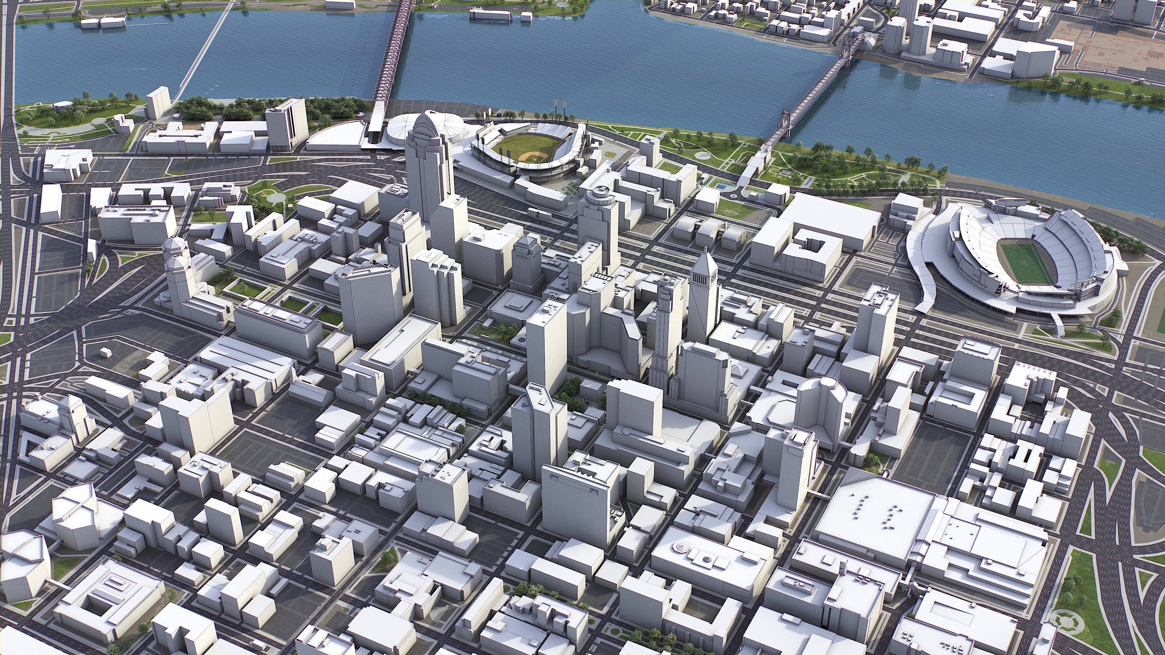 Cincinnati - 3D City Model Low-poly 3D model_21