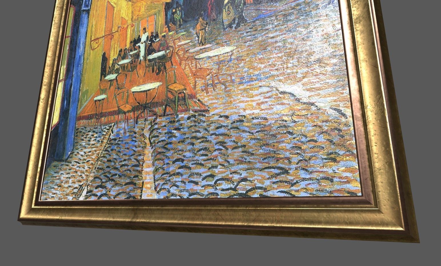 Bronze Frame with Stretcher and Van Gogh Oil Painting Low-poly 3D model_2