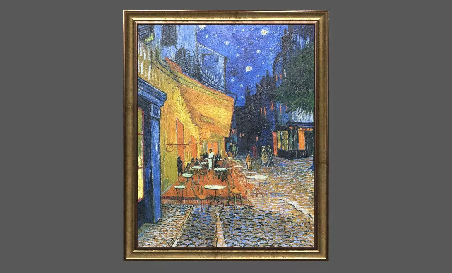 Bronze Frame with Stretcher and Van Gogh Oil Painting Low-poly 3D model_0