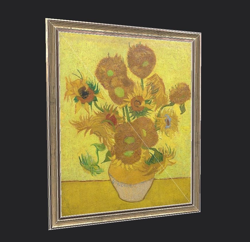 Bronze Frame with Stretcher and Van Gogh Oil Painting Low-poly 3D model_6