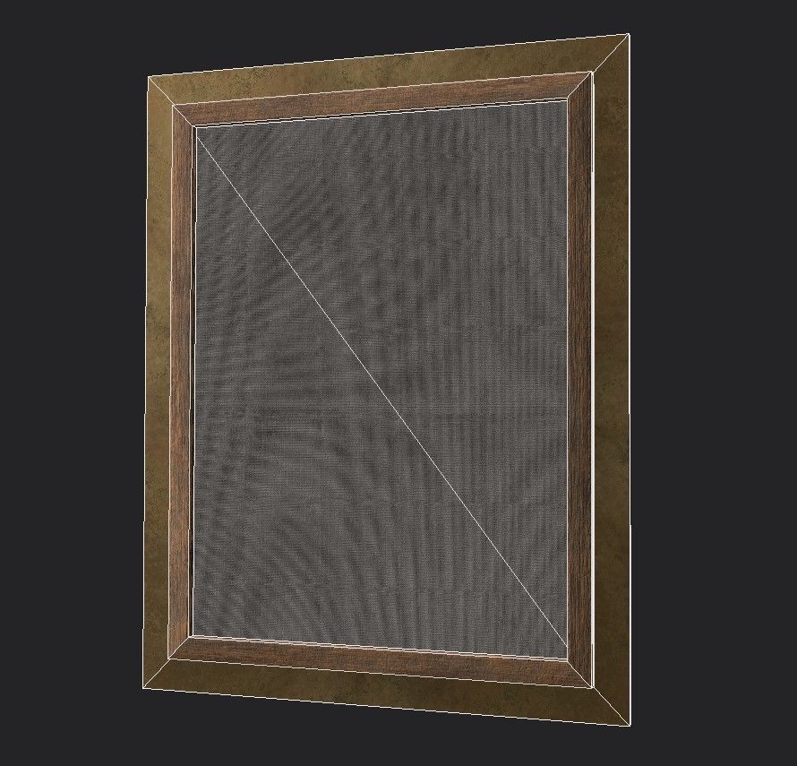 Bronze Frame with Stretcher and Van Gogh Oil Painting Low-poly 3D model_7