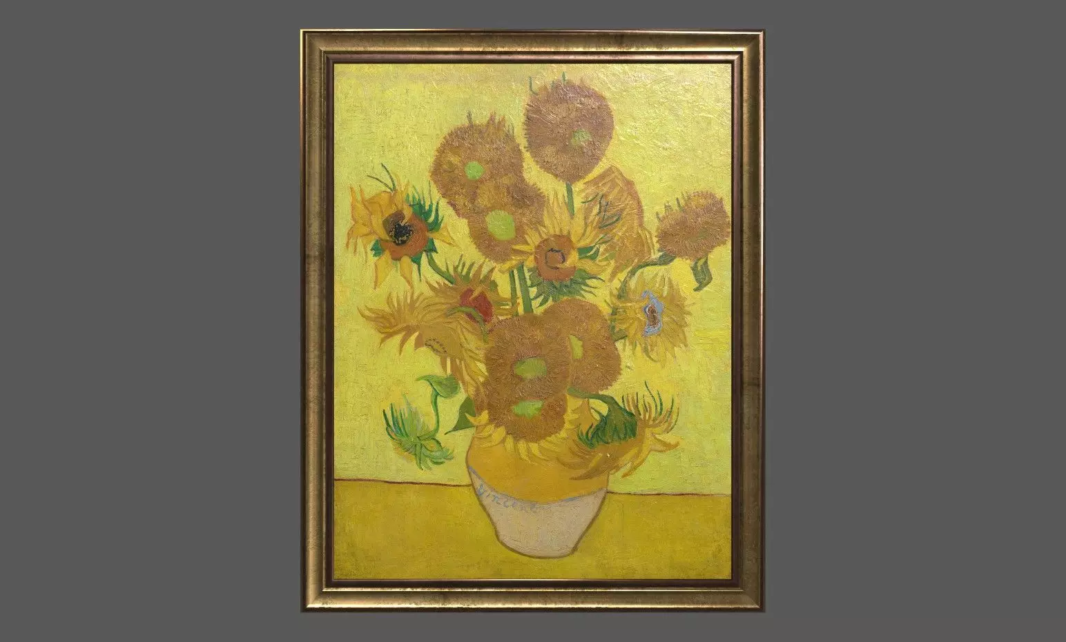 Bronze Frame with Stretcher and Van Gogh Oil Painting Low-poly 3D model_0