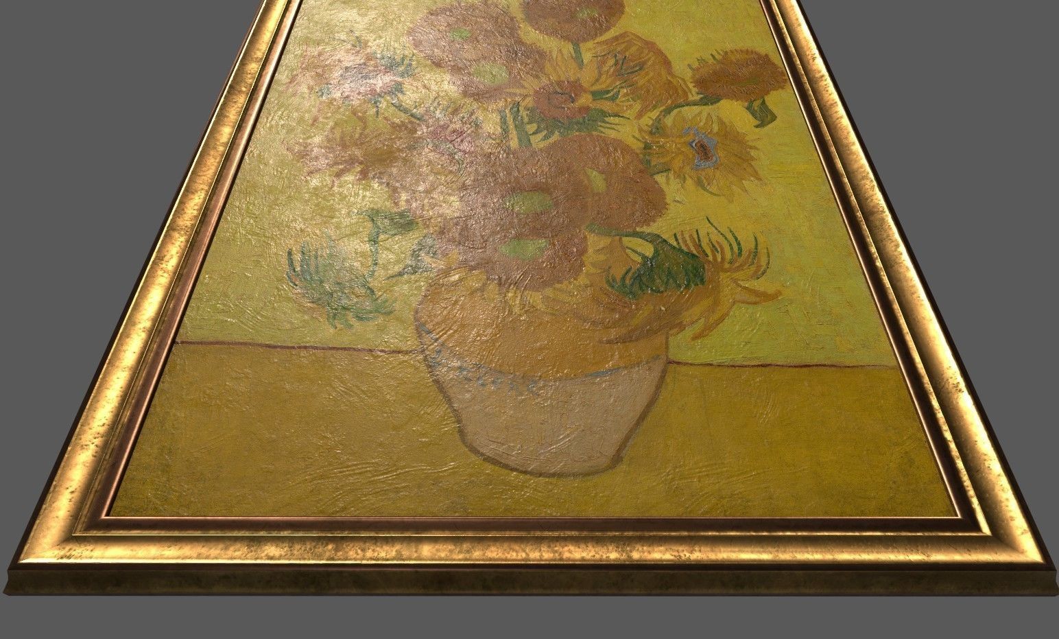 Bronze Frame with Stretcher and Van Gogh Oil Painting Low-poly 3D model_4