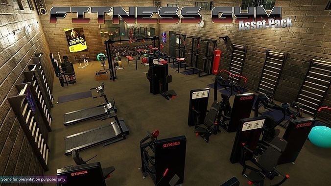Low-Poly Fitness-Gym Pack Low-poly 3D model
