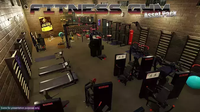 Low-Poly Fitness-Gym Pack Low-poly 3D model